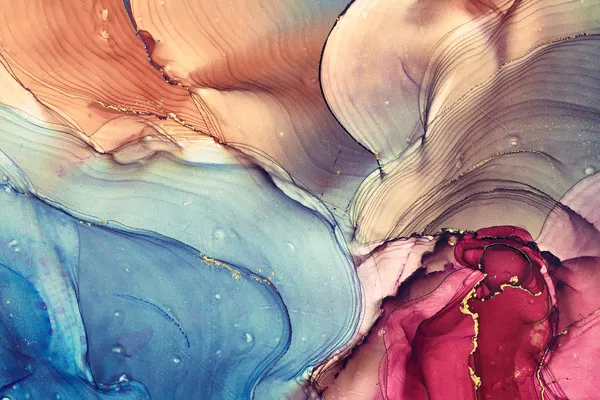 טפט | צורות שיש אבסטרקטי בצבעי כתום ותכלת