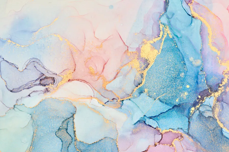 טפט | צורות שיש אבסטרקטי בצבעי פסטל וזהב