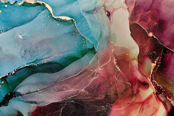 טפט | צורות שיש אבסטרקטי בבורדו וטורקיז