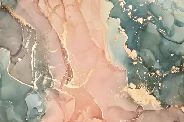 טפט | צורות שיש אבסטרקטי בצבעי ירוק וכתום