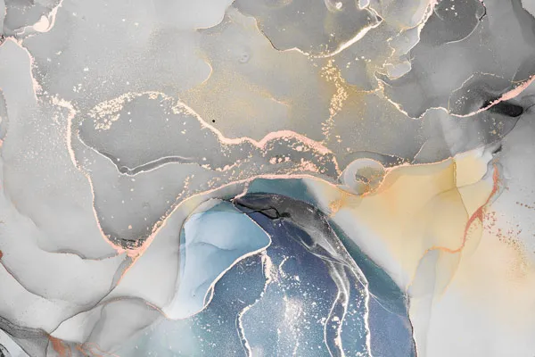 טפט | צורות שיש אבסטרקטי באפור כחול וצהוב