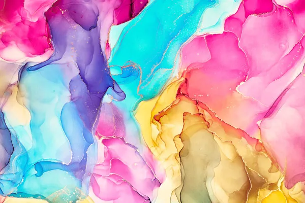 טפט | צורות שיש אבסטרקטי בגוונים בוהקים של הקשת