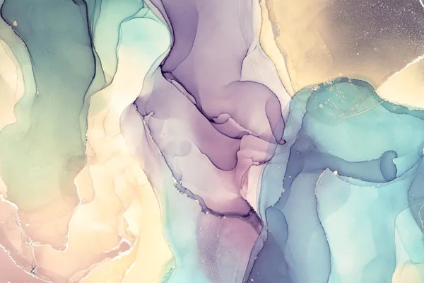 טפט | צורות שיש אבסטרקטי בצבעי סגול טורקיז וצהוב דהוי