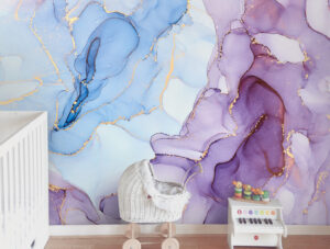 טפט | צורות שיש אבסטרקטי בצבעי סגול שזיף ותכלת