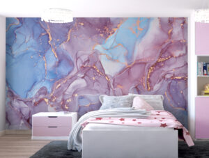 טפט | צורות שיש אבסטרקטי בצורות עשן סגול ותכלת