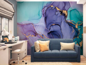 טפט | צורות שיש אבסטרקטי בצבעי ירוק סגול