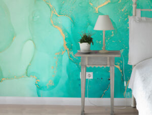 טפט | צורות שיש אבסטרקטי בצבעי אמרלד וזהב