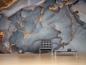 טפט | צורות שיש אבסטרקטי בצבעי אפור וזהב