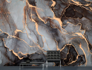 טפט | צורות שיש אבסטרקטי בצבע אפור וכתום