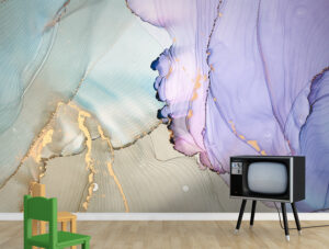 טפט | פסי שיש אבסטרקטי בגווני חום ירקרק וסגול