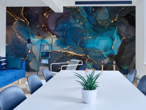 טפט | צורות שיש אבסטרקטי בצבע כחול ושחור