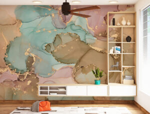 טפט | צורות שיש אבסטרקטי בצבע חום וטורקיז בהיר