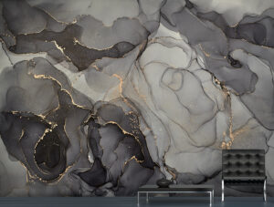 טפט | צורות שיש אבסטרקטי בגווני אפור ושחור