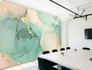 טפט | צורות שיש אבסטרקטי בצבעי ירוק ובז'