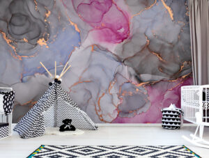 טפט | צורות שיש אבסטרקטי בגווני אפור וסגול ורוד