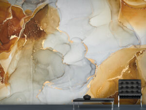 טפט | צורות שיש אבסטרקטי בצבעי צהוב ואפור