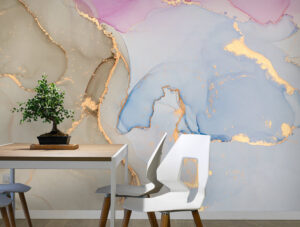 טפט | צורות שיש אבסטרקטי בצבעי תכלת חום ורוד