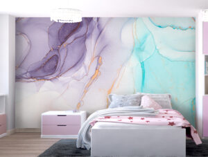 טפט | צורות שיש אבסטרקטי בצבעי תכלת וסגול עדין