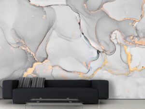 טפט | צורות שיש אבסטרקטי בגווני אפור וזהב