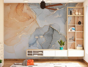 טפט | צורות שיש אבסטרקטי בצבעי אפור בהיר וכתום