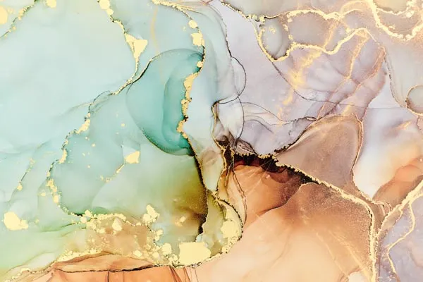 טפט | צורות שיש אבסטרקטי בצבעי אפור כתום וירוק