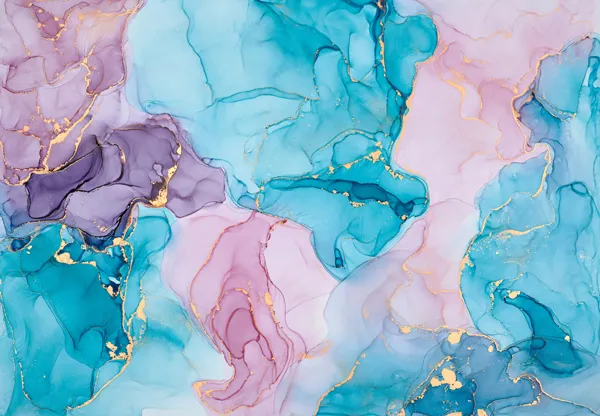 טפט | צורות שיש אבסטרקטי בצבע טורקיז זוהר וסגול ורוד