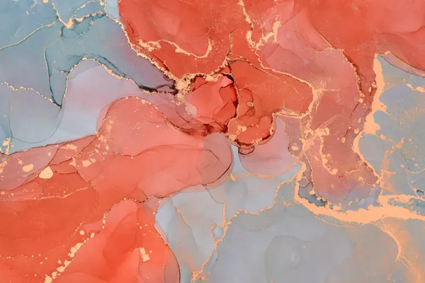 טפט | צורות שיש אבסטרקטי בצבע כתום כהה וטורקיז