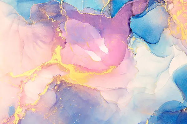 טפט | צורות שיש אבסטרקטי בצבעי ורוד צהוב ותכלת