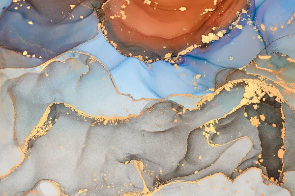 טפט | צורות שיש אבסטרקטי בצבע אפור תכלת וכתום