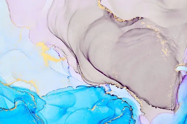 טפט | צורות שיש אבסטרקטי בצבעי תכלת בוהק ואפור זהב