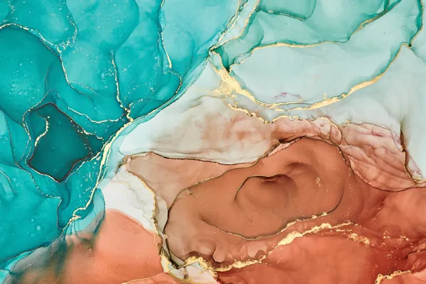 טפט | צורות שיש אבסטרקטי בצבעי חום כתמתם וטורקיז