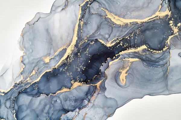 טפט | צורות שיש אבסטרקטי בצבעי כחול כהה לבן זהב