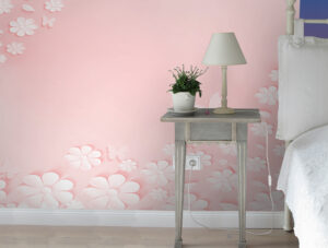 טפט | פרחים ופרפרים בורוד