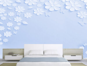 טפט | פרחים ופרפרים בכחול