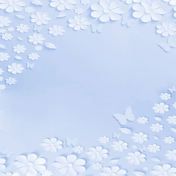 טפט | פרחים ופרפרים בכחול