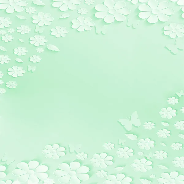 טפט | פרחים ופרפרים בירוק