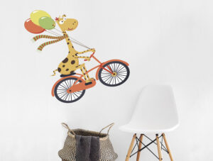 מדבקת קיר | הג'ירף על האופניים