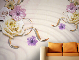 מדבקת טפט | פרחים מבריקים