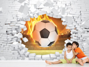 מדבקת טפט | כדורגל מתפוצץ מהקיר