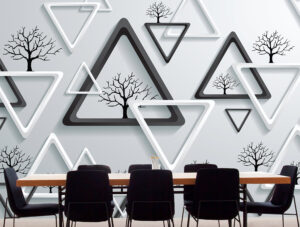 מדבקת טפט | צורות משולשים ועצים