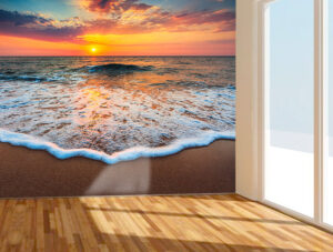 מדבקת טפט | חוף הים בשקיעה