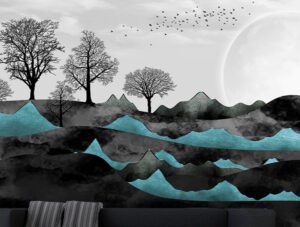 מדבקת טפט | יער בחורף גבעות קרח