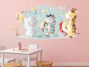 מדבקת קיר | תזמורת חיות