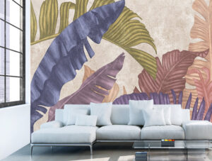 מדבקת טפט | עלים ארוכים צבעים חמים