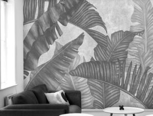 מדבקת טפט | עלים ארוכים גווני אפור