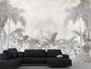 מדבקת טפט | רקע טרופי של דקלים בגוון בהיר