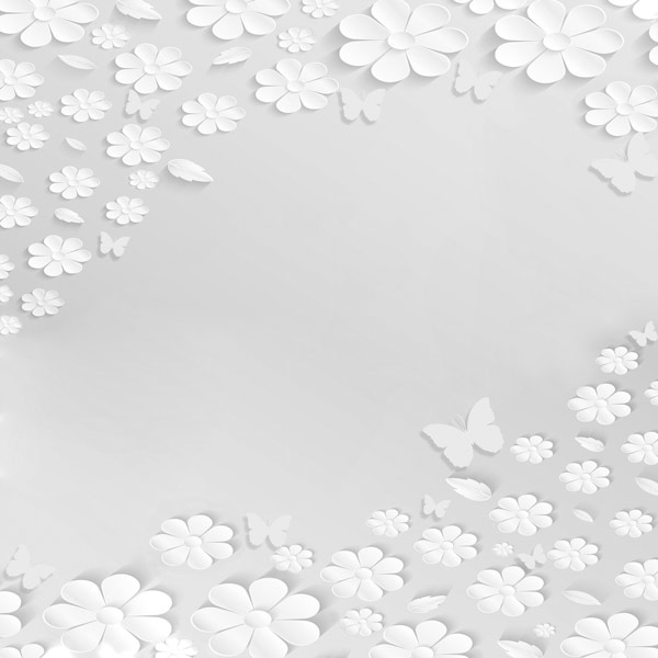 מדבקת טפט | פרחים ופרפרים בשחור לבן