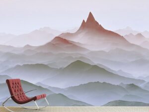 מדבקת טפט | הרים בצבע ירוק ואדום