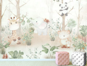 מדבקת טפט | חיות משחקות בג'ונגל