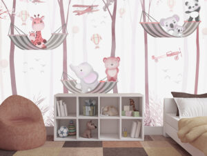 מדבקת טפט | בעלי חיים ישנים ורוד